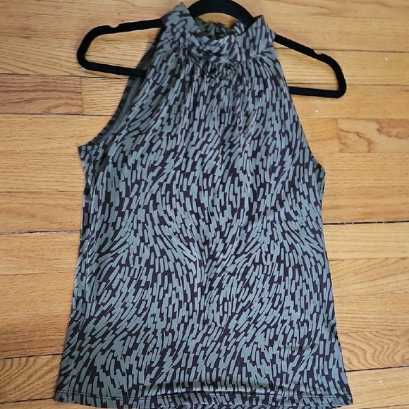 Michael Kors green and brown patterned top, Sz S/P - Picture 1 of 8